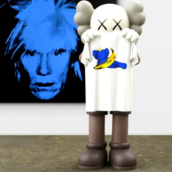 KAWS x  WARHOL Uniqlo Collab Tshirt Cookie Monster Banana New Authentic Large - Picture 1 of 10